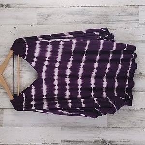 Lane Bryant dark purple tie dye vneck top tee kimono butterfly sleeve Size 26/28
